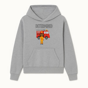 Determined Firefighter Cartoon Art Print - Kids Room Decor, Fire Truck Wall Art, Inspirational Children's Artwork - Hoodie 1757912438716.jpg