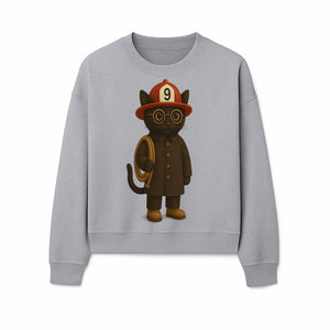 Adorable Firefighter Cat Figurine with Hat and Hose, Cute Home Decor for Cat Lovers, Kids, or Animal Enthusiasts - Sweatshirt 1757912438851.jpg