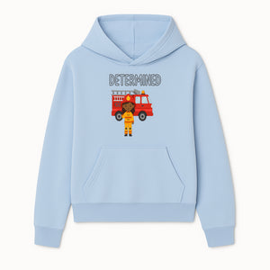 Determined Firefighter Cartoon Art Print - Kids Room Decor, Fire Truck Wall Art, Inspirational Children's Artwork - Hoodie 1757912438898.jpg