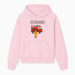Determined Firefighter Cartoon Art Print - Kids Room Decor, Fire Truck Wall Art, Inspirational Children's Artwork - Hoodie 1757912439132.jpg