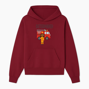 Determined Firefighter Cartoon Art Print - Kids Room Decor, Fire Truck Wall Art, Inspirational Children's Artwork - Hoodie 1757912439427.jpg