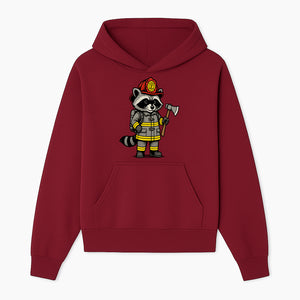 Cute Raccoon Firefighter Cartoon T-Shirt, Kids' Fireman Graphic Tee, Fire Safety Apparel, Animal Rescue, Gift for Boys and Girls - Hoodie 1757912439665.jpg
