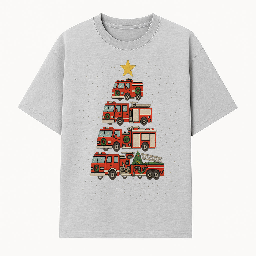 Fire Truck Christmas Tree Decorative Art Print - Festive Holiday Decor for Firefighter Fans and Christmas Enthusiasts - T-shirt 1757912439675.jpg