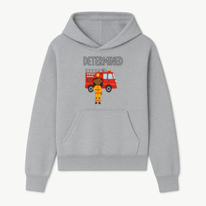 Determined Firefighter Cartoon Art Print - Kids Room Decor, Fire Truck Wall Art, Inspirational Children's Artwork - Hoodie 1757912439820.jpg