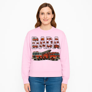Firefighter Dad Graphic Tee, Cute Fire Truck Design, Father's Day Gift, Fireman Apparel, Unique Dad Shirt for Firefighters - Sweatshirt 1757912440575.jpg