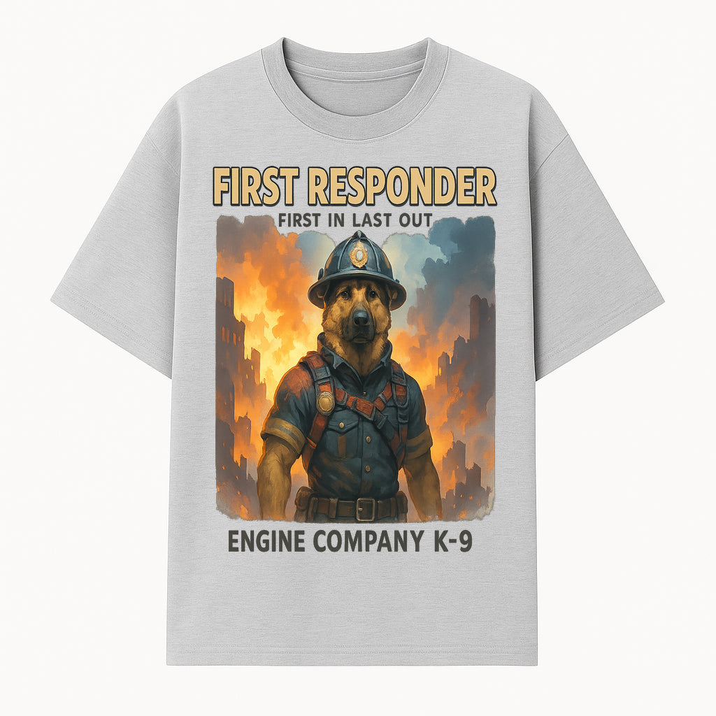 Dog Firefighter First Responder K-9 Engine Company Art Print, Unique Fireman Decor for Dog Lovers and First Responder Fans - T-shirt 1757912440637.jpg