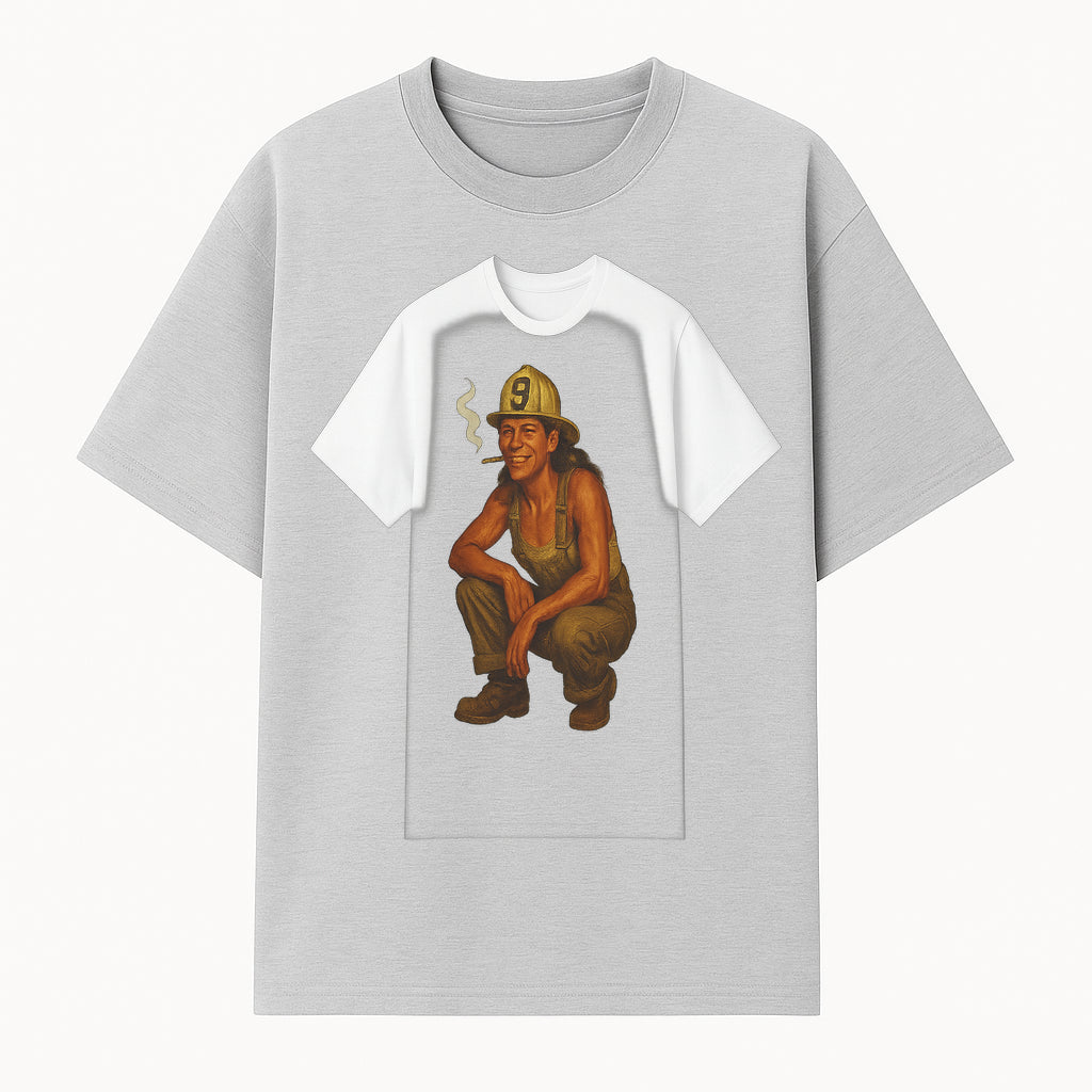 Vintage Firefighter Graphic T-Shirt, Retro Smoky Look, Casual Workwear for Men & Women, Firehouse Inspired Apparel, Size S-XXL - T-shirt 1757912440754.jpg