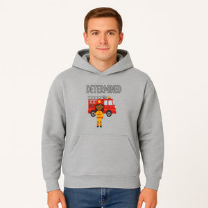Determined Firefighter Cartoon Art Print - Kids Room Decor, Fire Truck Wall Art, Inspirational Children's Artwork - Hoodie 1757912441128.jpg