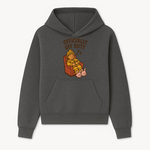Officially Off Duty Firefighter Sleepy Design T-Shirt - Fun Relaxed Gift for Firefighters & Emergency Responders - Hoodie 1757912441284.jpg