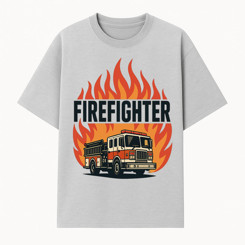 Firefighter Graphic Tee with Fire Truck Design | Bold Firefighter Apparel for Heroes | Perfect Gift for Firefighters and Fans - T-shirt 1757912441398.jpg