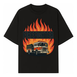 Firefighter Graphic Tee with Fire Truck Design | Bold Firefighter Apparel for Heroes | Perfect Gift for Firefighters and Fans - T-shirt 1757912441523.jpg