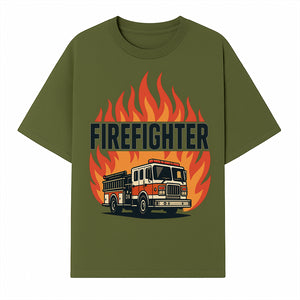 Firefighter Graphic Tee with Fire Truck Design | Bold Firefighter Apparel for Heroes | Perfect Gift for Firefighters and Fans - T-shirt 1757912441902.jpg
