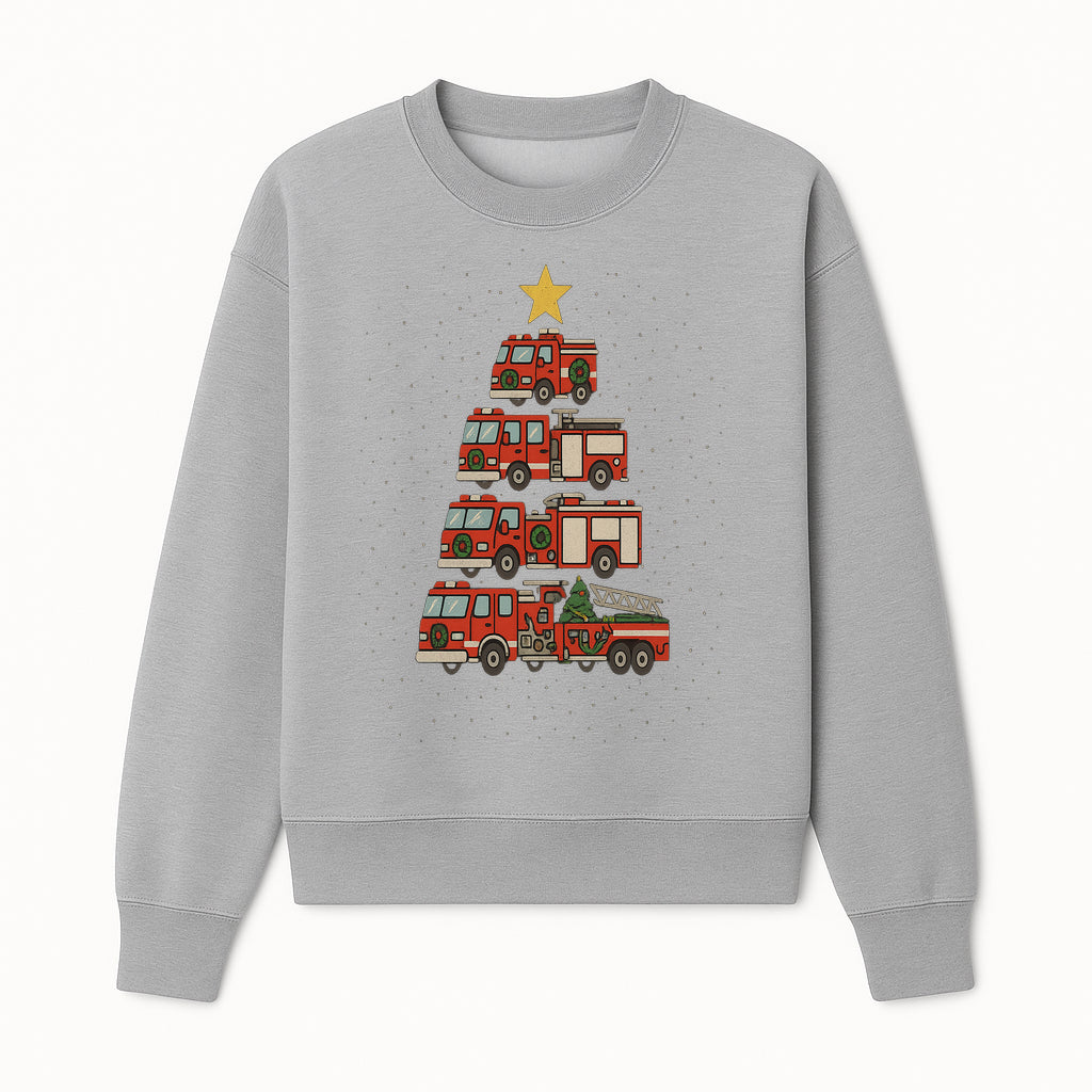 Fire Truck Christmas Tree Decorative Art Print - Festive Holiday Decor for Firefighter Fans and Christmas Enthusiasts - Sweatshirt 1757912442996.jpg