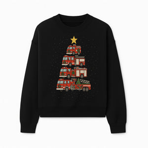 Fire Truck Christmas Tree Decorative Art Print - Festive Holiday Decor for Firefighter Fans and Christmas Enthusiasts - Sweatshirt 1757912443154.jpg