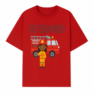 Determined Firefighter Cartoon Art Print - Kids Room Decor, Fire Truck Wall Art, Inspirational Children's Artwork - T-shirt 1757912443160.jpg