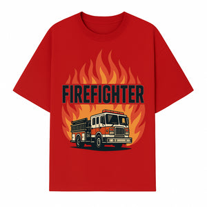 Firefighter Graphic Tee with Fire Truck Design | Bold Firefighter Apparel for Heroes | Perfect Gift for Firefighters and Fans - T-shirt 1757912443190.jpg