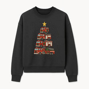 Fire Truck Christmas Tree Decorative Art Print - Festive Holiday Decor for Firefighter Fans and Christmas Enthusiasts - Sweatshirt 1757912443325.jpg