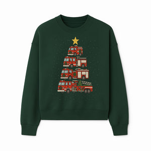 Fire Truck Christmas Tree Decorative Art Print - Festive Holiday Decor for Firefighter Fans and Christmas Enthusiasts - Sweatshirt 1757912443468.jpg