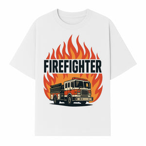 Firefighter Graphic Tee with Fire Truck Design | Bold Firefighter Apparel for Heroes | Perfect Gift for Firefighters and Fans - T-shirt 1757912443504.jpg