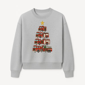 Fire Truck Christmas Tree Decorative Art Print - Festive Holiday Decor for Firefighter Fans and Christmas Enthusiasts - Sweatshirt 1757912443611.jpg