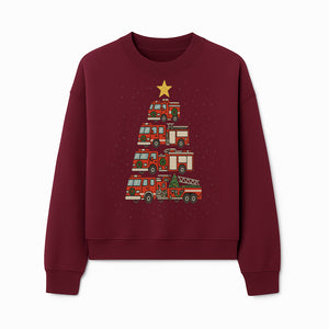 Fire Truck Christmas Tree Decorative Art Print - Festive Holiday Decor for Firefighter Fans and Christmas Enthusiasts - Sweatshirt 1757912444081.jpg