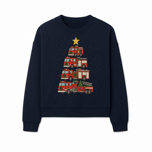 Fire Truck Christmas Tree Decorative Art Print - Festive Holiday Decor for Firefighter Fans and Christmas Enthusiasts - Sweatshirt 1757912444217.jpg