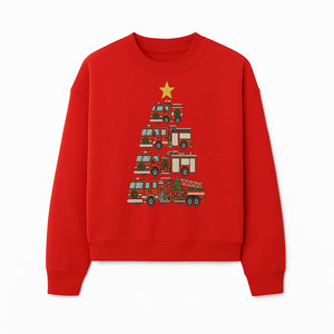 Fire Truck Christmas Tree Decorative Art Print - Festive Holiday Decor for Firefighter Fans and Christmas Enthusiasts - Sweatshirt 1757912444392.jpg