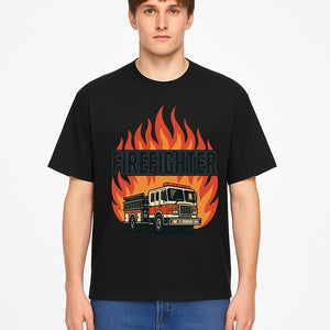 Firefighter Graphic Tee with Fire Truck Design | Bold Firefighter Apparel for Heroes | Perfect Gift for Firefighters and Fans - T-shirt 1757912444679.jpg