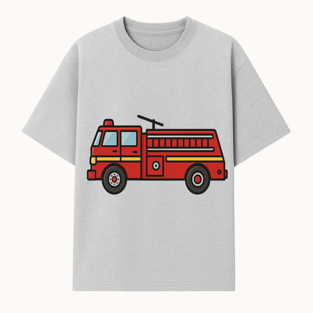 Vintage Style Red Fire Truck Graphic, Kid's Room Decor, Firefighter Theme Wall Art, Fire Truck Illustration, Children's Art Print - T-shirt 1757912444698.jpg