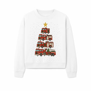 Fire Truck Christmas Tree Decorative Art Print - Festive Holiday Decor for Firefighter Fans and Christmas Enthusiasts - Sweatshirt 1757912444733.jpg