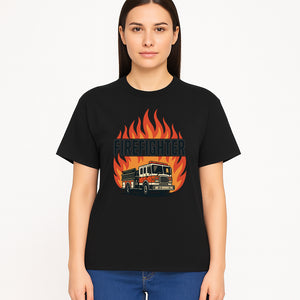 Firefighter Graphic Tee with Fire Truck Design | Bold Firefighter Apparel for Heroes | Perfect Gift for Firefighters and Fans - T-shirt 1757912444821.jpg