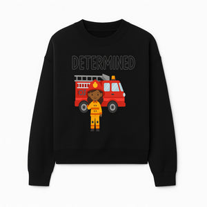 Determined Firefighter Cartoon Art Print - Kids Room Decor, Fire Truck Wall Art, Inspirational Children's Artwork - Sweatshirt 1757912445139.jpg