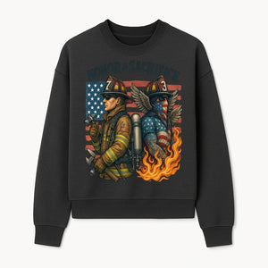 Honor & Sacrifice Firefighter Art Print - American Flag, Heroic Firemen, Bold Graphics, Firefighter Tribute Artwork - Sweatshirt 1757912445395.jpg