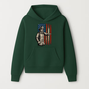 Vintage Firefighter with American Flag Graphic T-Shirt | Patriotic Fireman Apparel | Fire Rescue Lover Gift - Hoodie 1757912445451.jpg