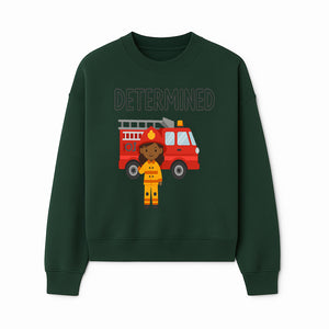 Determined Firefighter Cartoon Art Print - Kids Room Decor, Fire Truck Wall Art, Inspirational Children's Artwork - Sweatshirt 1757912445480.jpg