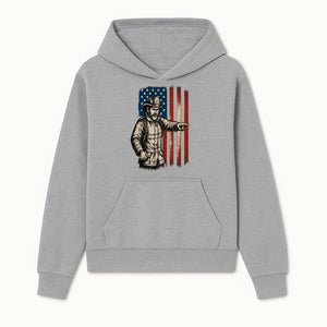 Vintage Firefighter with American Flag Graphic T-Shirt | Patriotic Fireman Apparel | Fire Rescue Lover Gift - Hoodie 1757912445627.jpg