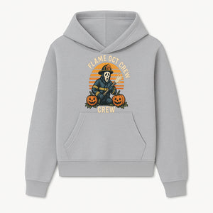 Flame October Crew Graphic Tee - Halloween Firefighter Design with Pumpkins and Ghost Mask for Spooky Season Fun - Hoodie 1757912445680.jpg