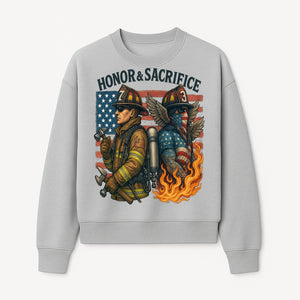 Honor & Sacrifice Firefighter Art Print - American Flag, Heroic Firemen, Bold Graphics, Firefighter Tribute Artwork - Sweatshirt 1757912445717.jpg