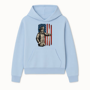 Vintage Firefighter with American Flag Graphic T-Shirt | Patriotic Fireman Apparel | Fire Rescue Lover Gift - Hoodie 1757912445773.jpg