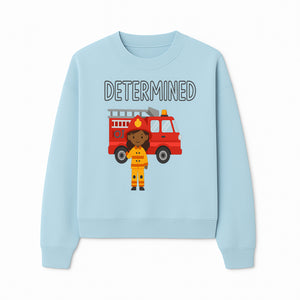 Determined Firefighter Cartoon Art Print - Kids Room Decor, Fire Truck Wall Art, Inspirational Children's Artwork - Sweatshirt 1757912445806.jpg