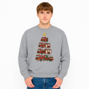 Fire Truck Christmas Tree Decorative Art Print - Festive Holiday Decor for Firefighter Fans and Christmas Enthusiasts - Sweatshirt 1757912445876.jpg