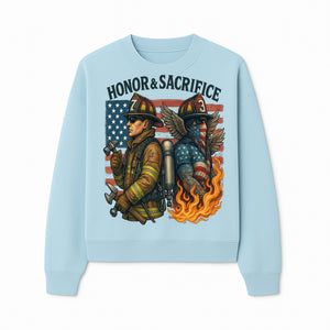 Honor & Sacrifice Firefighter Art Print - American Flag, Heroic Firemen, Bold Graphics, Firefighter Tribute Artwork - Sweatshirt 1757912445878.jpg
