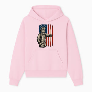 Vintage Firefighter with American Flag Graphic T-Shirt | Patriotic Fireman Apparel | Fire Rescue Lover Gift - Hoodie 1757912445901.jpg