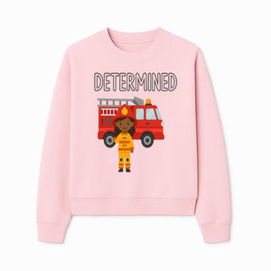 Determined Firefighter Cartoon Art Print - Kids Room Decor, Fire Truck Wall Art, Inspirational Children's Artwork - Sweatshirt 1757912445942.jpg