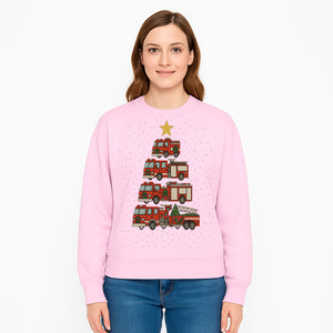 Fire Truck Christmas Tree Decorative Art Print - Festive Holiday Decor for Firefighter Fans and Christmas Enthusiasts - Sweatshirt 1757912446048.jpg