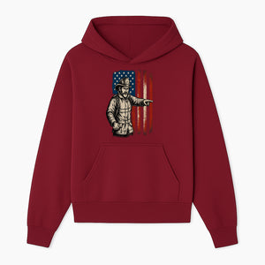 Vintage Firefighter with American Flag Graphic T-Shirt | Patriotic Fireman Apparel | Fire Rescue Lover Gift - Hoodie 1757912446064.jpg