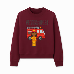 Determined Firefighter Cartoon Art Print - Kids Room Decor, Fire Truck Wall Art, Inspirational Children's Artwork - Sweatshirt 1757912446107.jpg