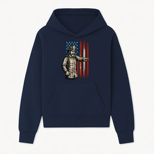 Vintage Firefighter with American Flag Graphic T-Shirt | Patriotic Fireman Apparel | Fire Rescue Lover Gift - Hoodie 1757912446217.jpg