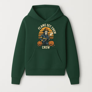 Flame October Crew Graphic Tee - Halloween Firefighter Design with Pumpkins and Ghost Mask for Spooky Season Fun - Hoodie 1757912446232.jpg