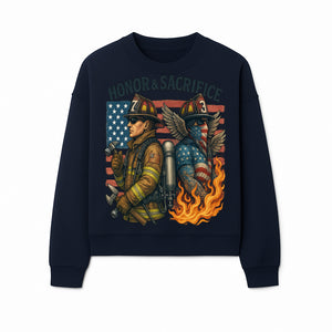 Honor & Sacrifice Firefighter Art Print - American Flag, Heroic Firemen, Bold Graphics, Firefighter Tribute Artwork - Sweatshirt 1757912446374.jpg